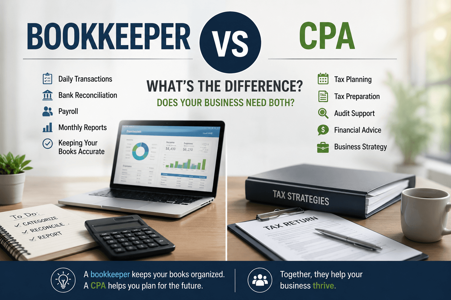 Bookkeeper vs. CPA: What’s the Difference?